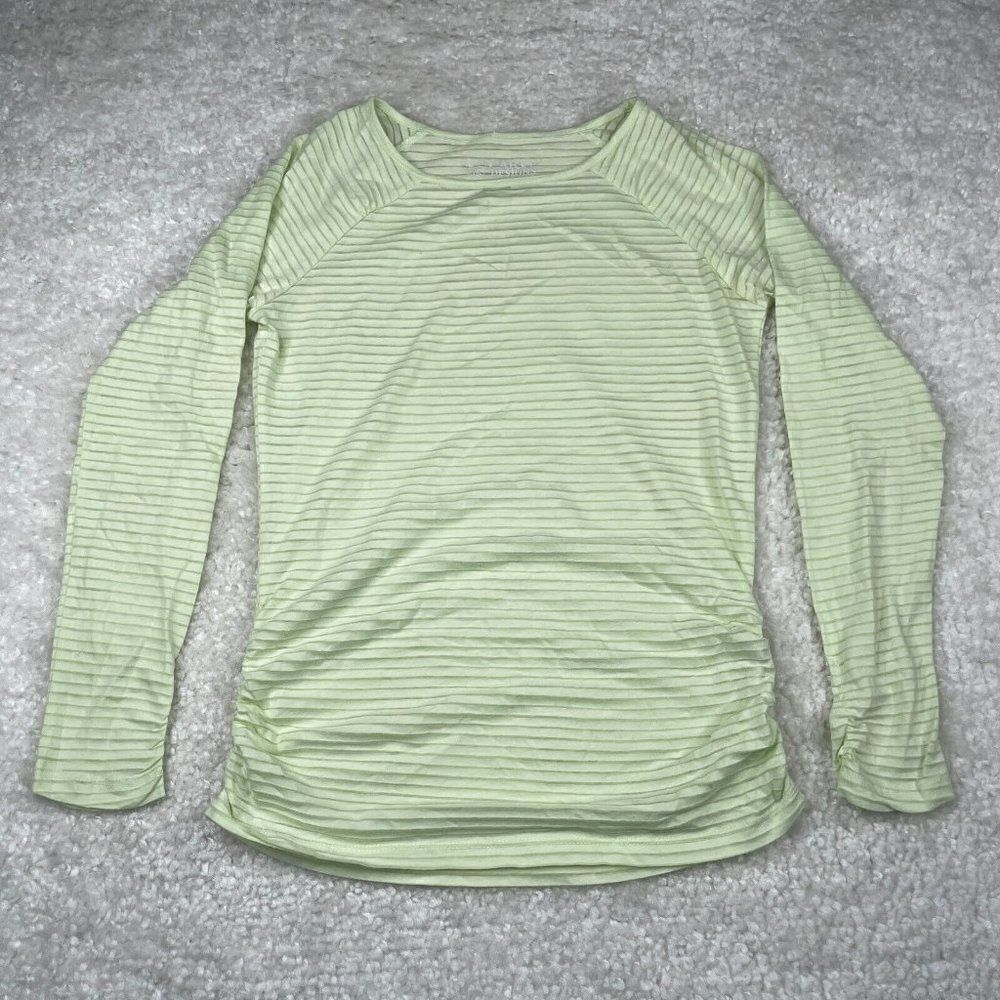 Carve Designs Yellow Stripe Ruched Long Sleeve Shirt
